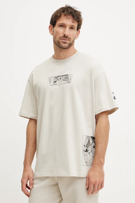 adidas t-shirt bawełniany x Mandalorian męski kolor beżowy z nadrukiem JI5717