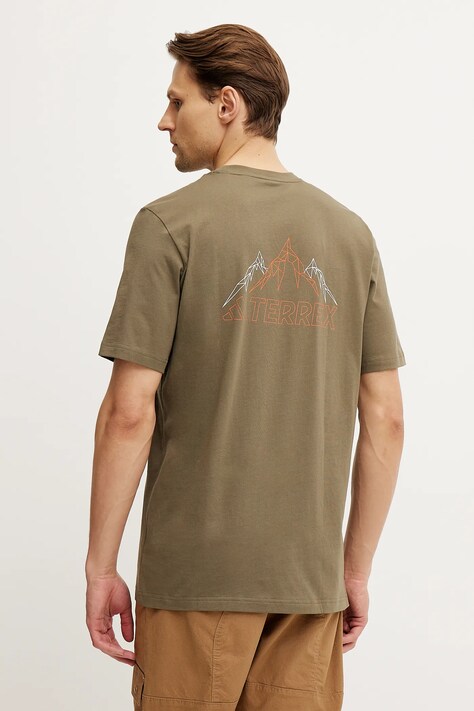adidas TERREX tricou Mountain bărbați, culoarea verde, cu imprimeu, JI9408