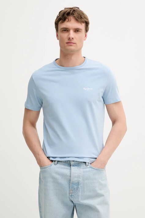 Tričko Pepe Jeans ORIGINAL BASIC 3N pánské, šedá barva, s potiskem, PM508212