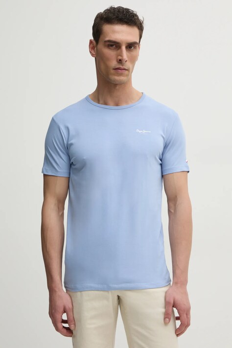 Tričko Pepe Jeans ORIGINAL BASIC 3N modrá barva, s potiskem, PM508212