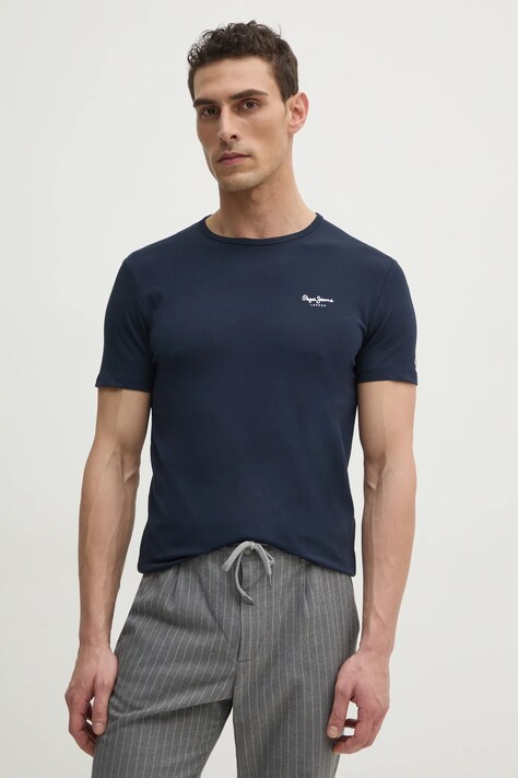 Tričko Pepe Jeans ORIGINAL BASIC 3N tmavomodrá barva, s potiskem, PM508212