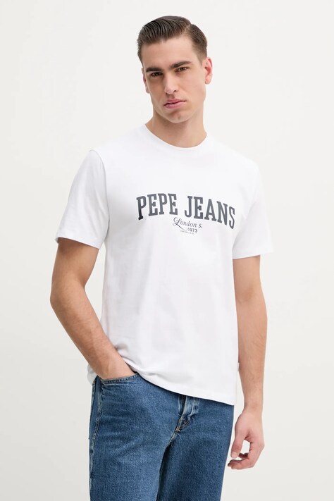 Pepe Jeans tricou DERRIL TEE barbati, culoarea alb, cu imprimeu, PM509766
