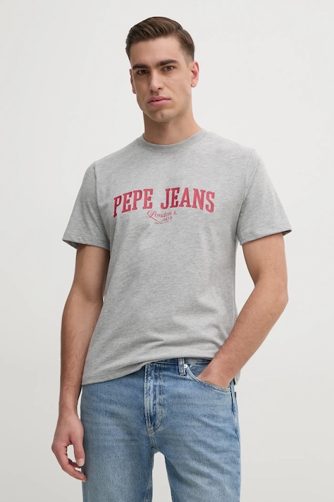 Pepe Jeans tricou DERRIL TEE barbati, culoarea gri, cu imprimeu, PM509766