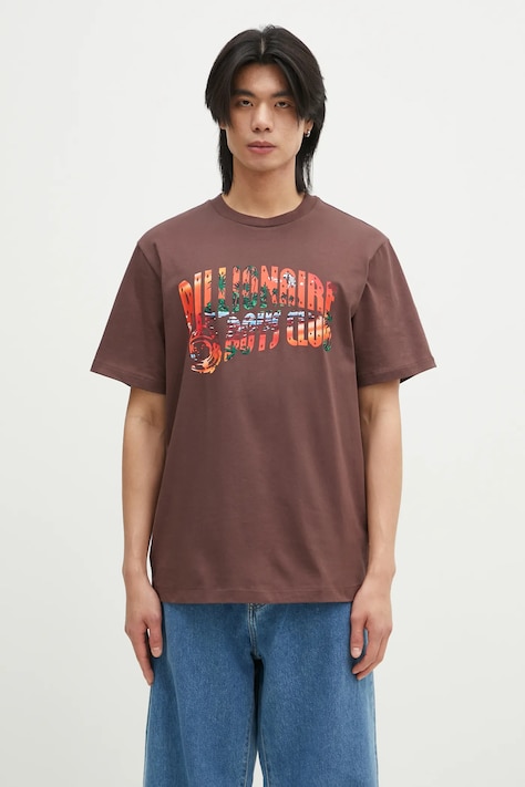 Хлопковая футболка Billionaire Boys Club Tropical Island Fill Arch Logo мужская цвет коричневый с принтом B24460