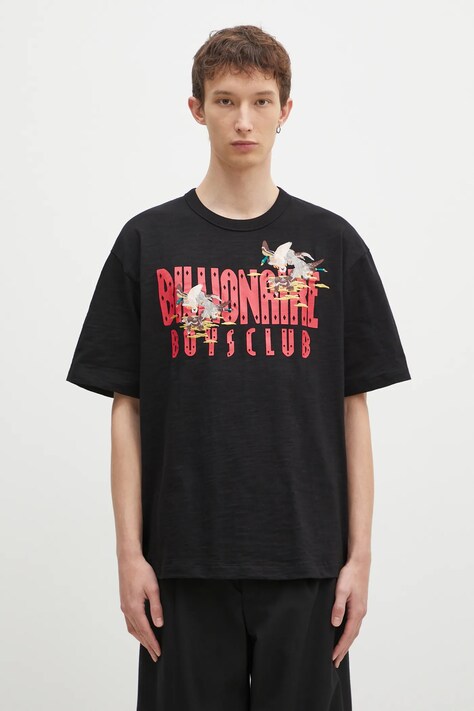 Хлопковая футболка Billionaire Boys Club Duck Embroidered мужская цвет чёрный с принтом B24464