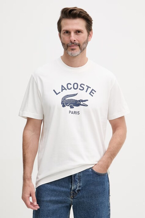 Lacoste T-shirt męski bawełniany biały TH2733