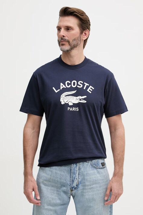 Lacoste T-shirt męski bawełniany granatowy TH2733