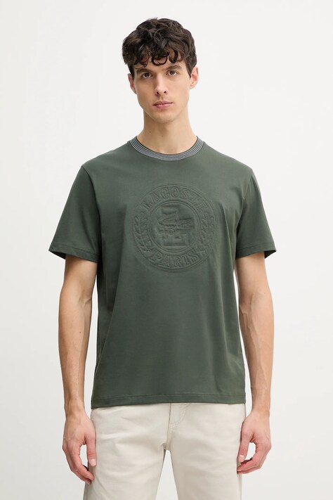 Lacoste tricou din bumbac bărbați, culoarea verde, cu imprimeu, TH0124