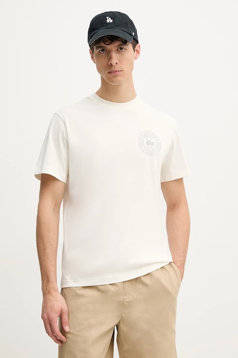Βαμβακερό μπλουζάκι Lacoste ανδρικό, χρώμα: μπεζ, TH0125