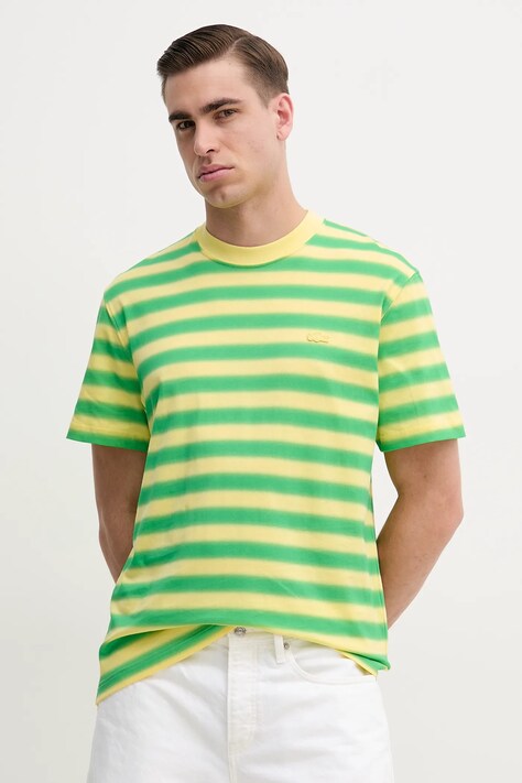 Lacoste pamut póló zöld, férfi, mintás, TH0290