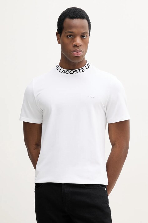 Lacoste tricou bărbați, culoarea alb, cu imprimeu, TH9582
