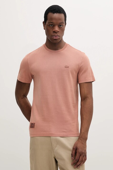 Lacoste tricou din bumbac culoarea portocaliu, uni, TH9894