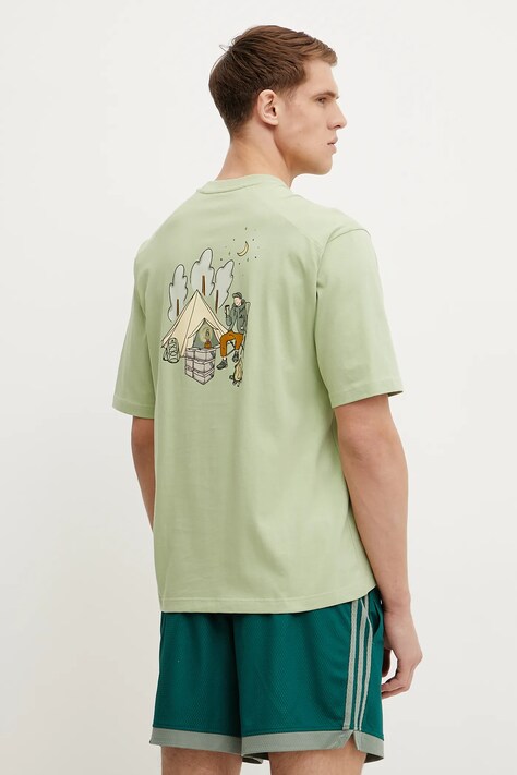 adidas tricou din bumbac barbati, culoarea verde, cu imprimeu, JJ3970