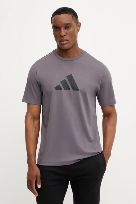 adidas tricou din bumbac Future Icons bărbați, culoarea gri, cu imprimeu, JD4921