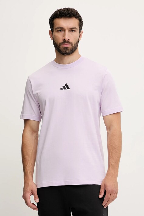 adidas tricou din bumbac Essential culoarea violet, cu imprimeu, JD1781