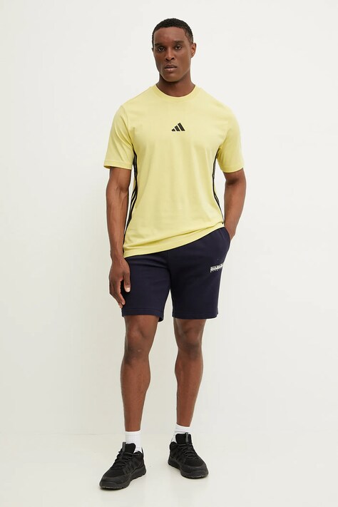 Bavlněné tričko adidas Essentials žlutá barva, s aplikací, JE6387