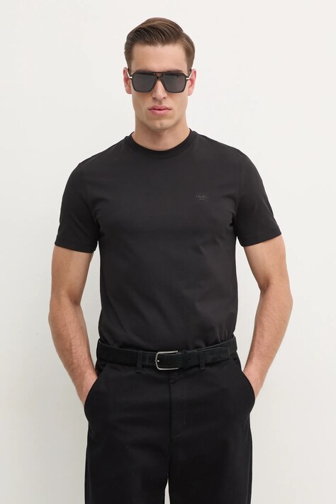 Liu Jo t-shirt fekete, férfi, sima, QA5145 J4819