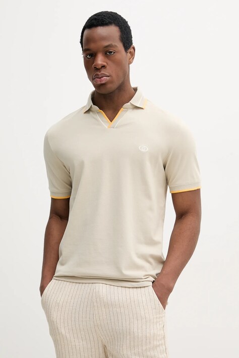 Liu Jo tricou polo barbati, culoarea bej, uni, QA5179 J0299