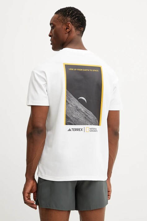 Sportska majica kratkih rukava adidas TERREX x National Geographic boja: bijela, s tiskom, JD5956