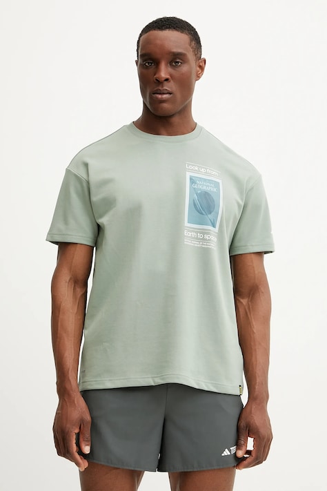 Sportska majica kratkih rukava adidas TERREX x National Geographic boja: zelena, s tiskom, JD5963