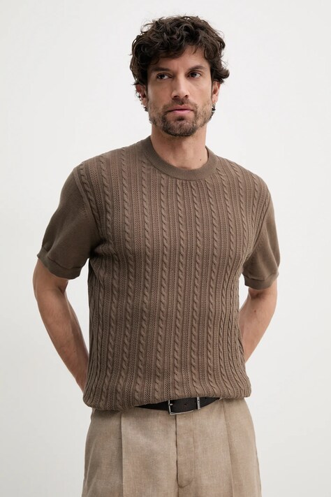Хлопковый свитер Lindbergh мужской цвет коричневый лёгкий 30-804115