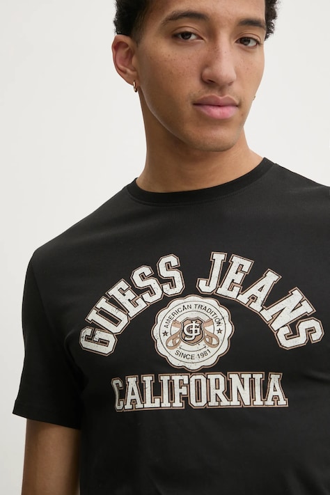 Guess Jeans t-shirt bawełniany kolor czarny z nadrukiem M5RI80 K8HM0