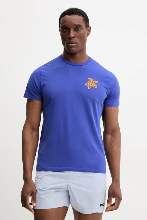 Vilebrequin t-shirt bawełniany PORTISOL męski kolor fioletowy z aplikacją PTSCM919