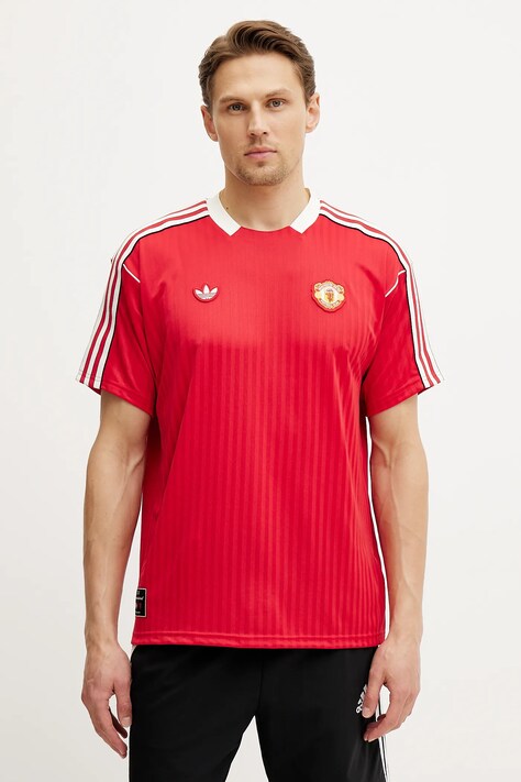 adidas Originals tricou Manchester United ICON JSY barbati, culoarea rosu, cu imprimeu, JF0386