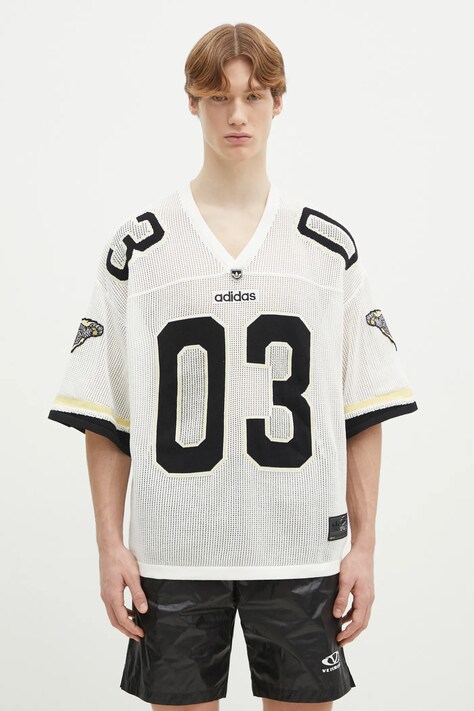 Bavlněné tričko adidas Originals KNIT JERSEY bílá barva, JX1699