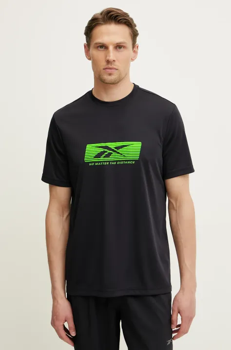 Reebok t-shirt treningowy No Matter the Distance kolor czarny z nadrukiem 100214917