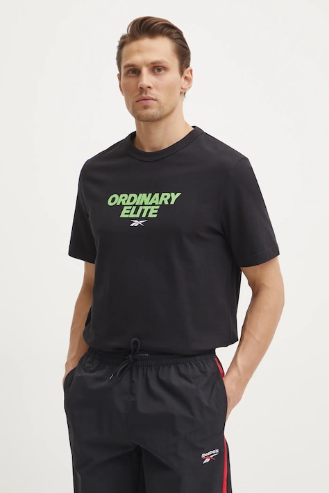 Reebok Classic tricou din bumbac barbati, culoarea negru, cu imprimeu, 100218824