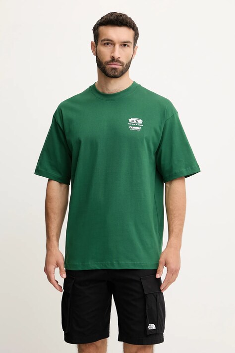 Hummel tricou din bumbac culoarea verde, cu imprimeu, 227549