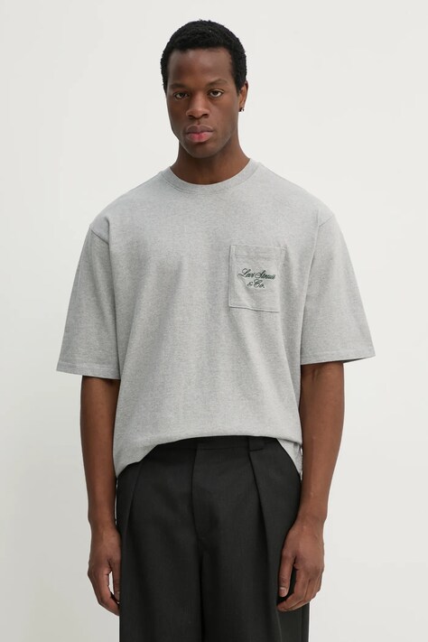 Levi's tricou din bumbac HALF SLEEVE GR PCKT T barbati, culoarea gri, neted, 001MH