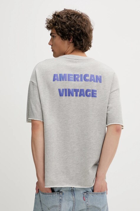 American Vintage t-shirt męski kolor szary z nadrukiem MZOF02AE25