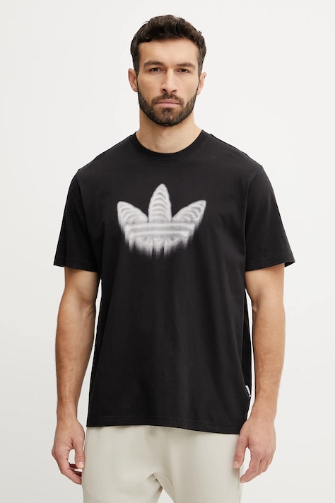 Хлопковая футболка adidas Originals Skeleton Trefoil мужская цвет чёрный с принтом JI5871