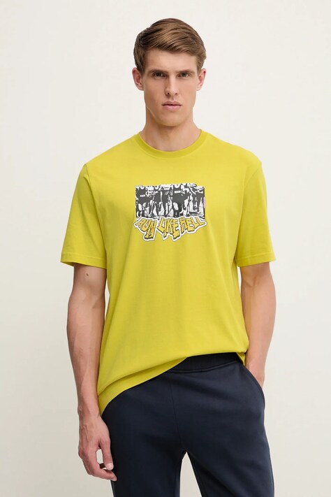 adidas Originals tricou din bumbac Q12 TS Crowd culoarea galben, cu imprimeu, JD0709