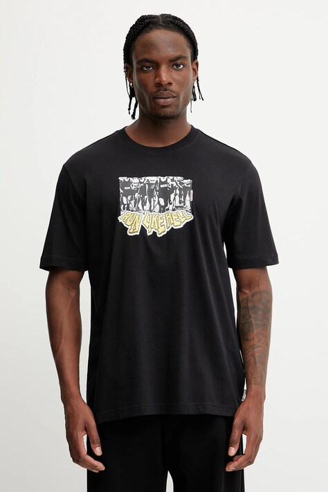 adidas Originals tricou din bumbac Q12 TS Crowd culoarea negru, cu imprimeu, JP4496