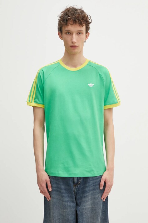 adidas Originals tricou din bumbac Q2 Monogram Cal culoarea verde, neted, JP4432