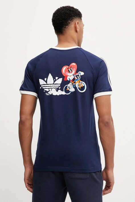 adidas Originals tricou din bumbac Cali Tee culoarea bleumarin, cu imprimeu, JP0984