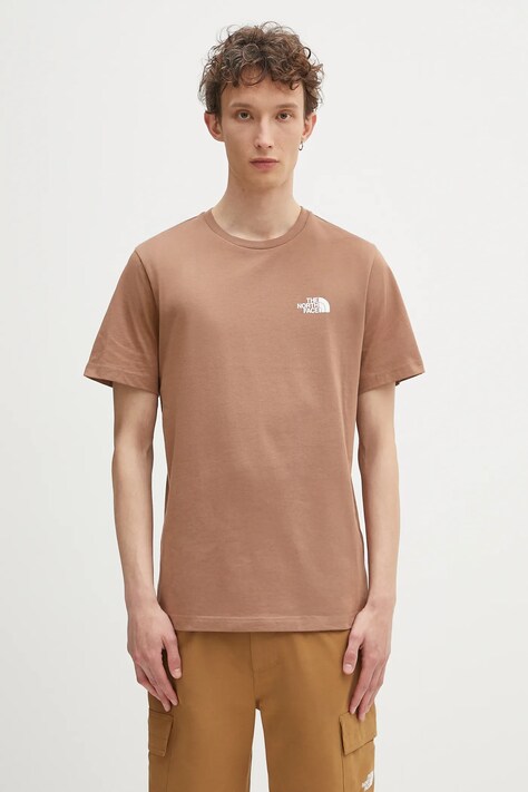 Majica kratkih rukava The North Face Simple Dome za muškarce, boja: smeđa, s tiskom, NF0A87NG6IH1
