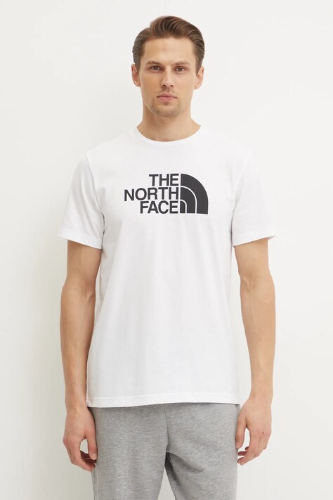 The North Face tricou Easy barbati, culoarea bej, cu imprimeu, NF0A8A6CFN41