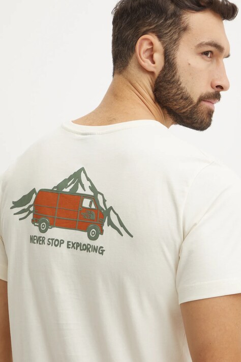 The North Face pamut póló Outdoor Graphic bézs, férfi, nyomott mintás, NF0A8C1ZQLI1