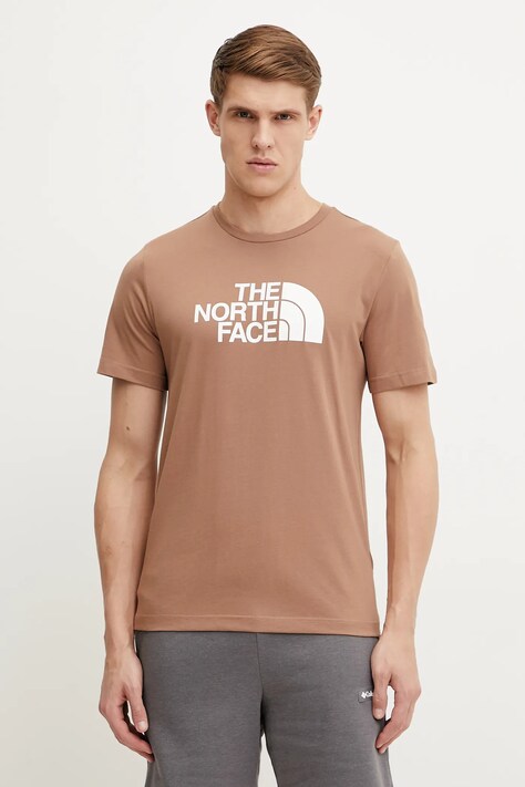 The North Face tricou Easy barbati, culoarea maro, cu imprimeu, NF0A8A6C6E11