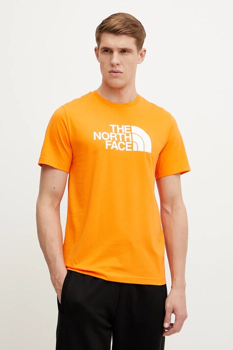 The North Face tricou Easy barbati, culoarea portocaliu, cu imprimeu, NF0A8A6CB3O1