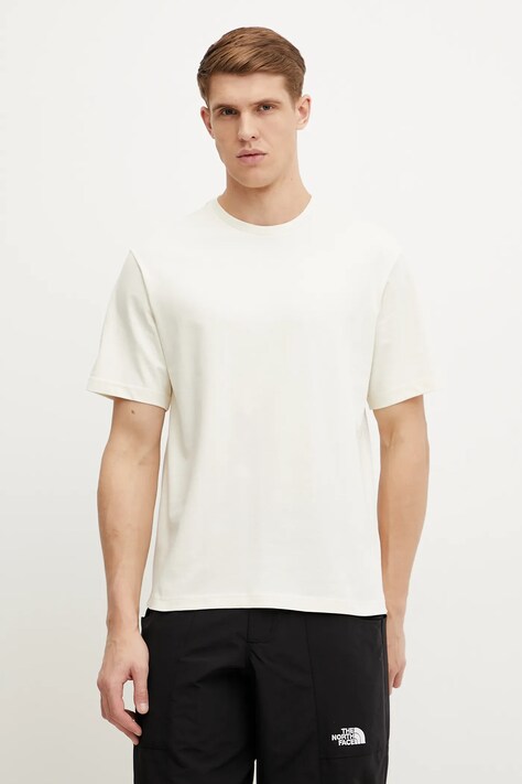 The North Face tricou din bumbac Relaxed barbati, culoarea bej, cu imprimeu, NF0A8C35QLI1