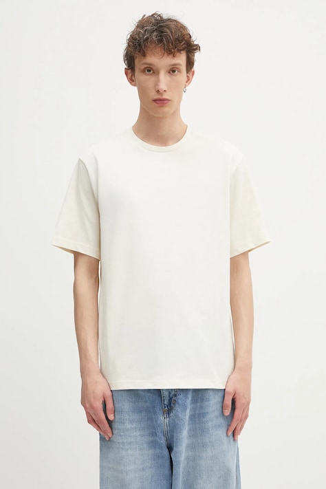 The North Face t-shirt bawełniany Relaxed męski kolor beżowy z aplikacją NF0A8C35QLI1
