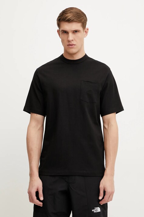 The North Face tricou din bumbac Dome Relaxed barbati, culoarea negru, neted, NF0A8C3PJK31