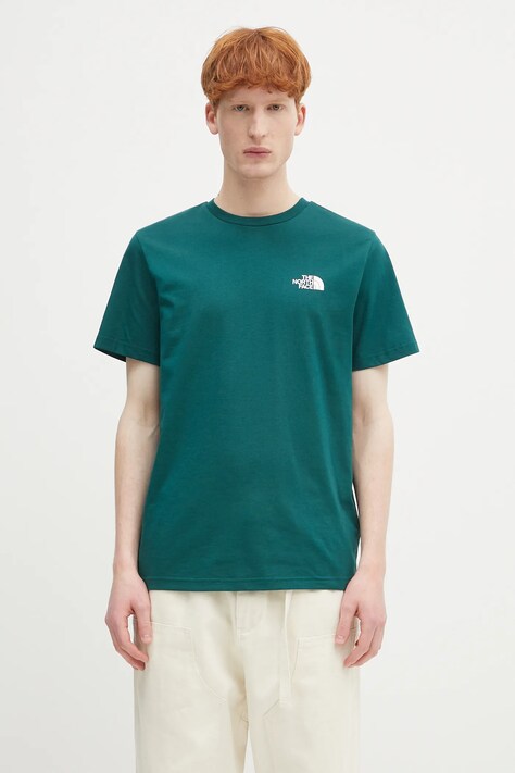 The North Face tricou Simple Dome barbati, culoarea verde, uni, NF0A87NG6GI1