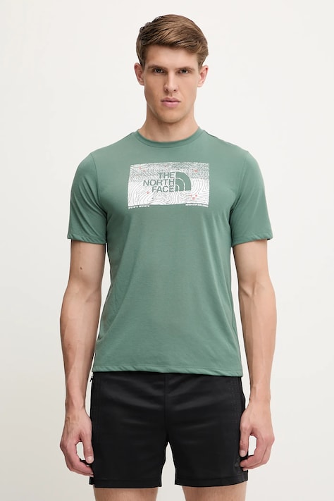 The North Face t-shirt sportowy Foundation Abstract męski kolor zielony wzorzysty NF0A8BQVHCH1