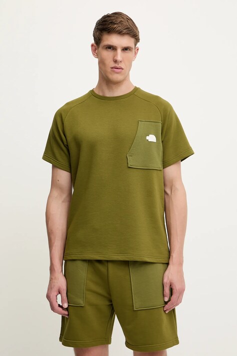 Tričko The North Face Terry Relaxed pánske, zelená farba, s nášivkou, NF0A8C28PIB1